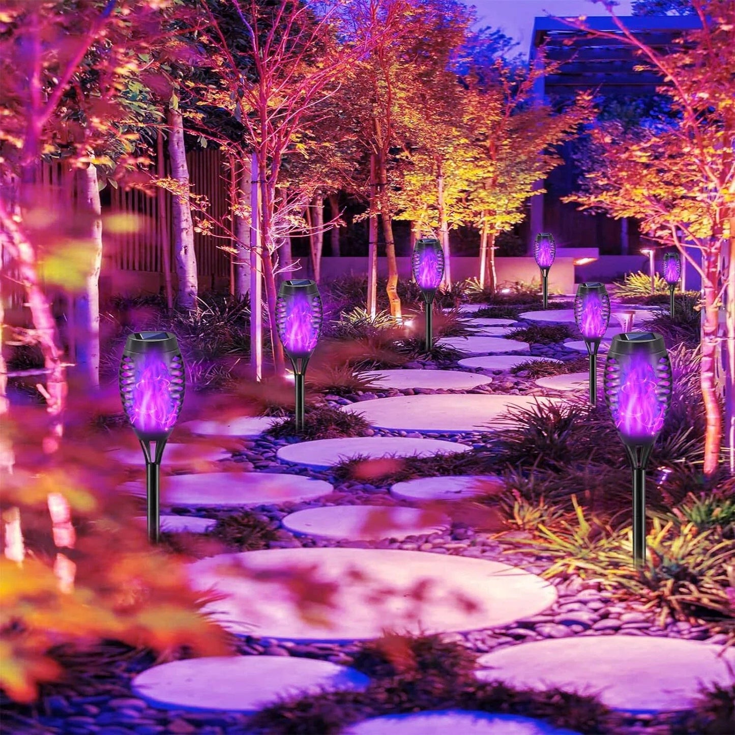 Solar Torch Lights with Flickering Flame Outdoor 12LED Tiki Torch Solar Lights