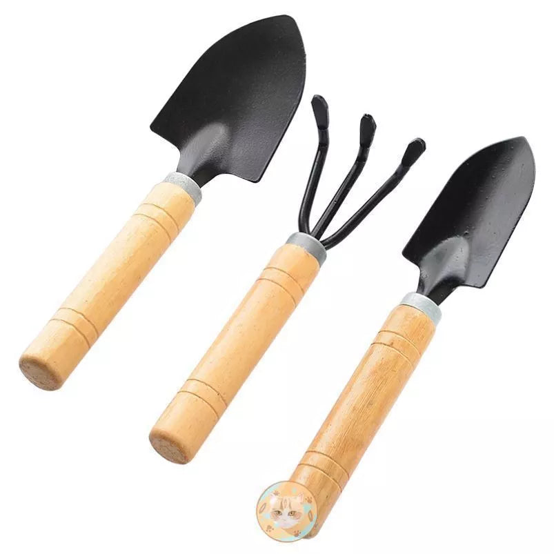 Mini Garden Tool Set Shovel Trowel Gardening Tools Succulent Wood Handle 3pcs