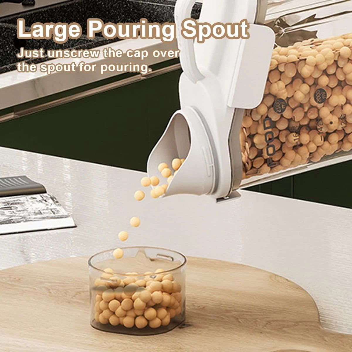 Large 2.8L Clear Airtight Food Storage with Measure Cup for Kitchen Organization