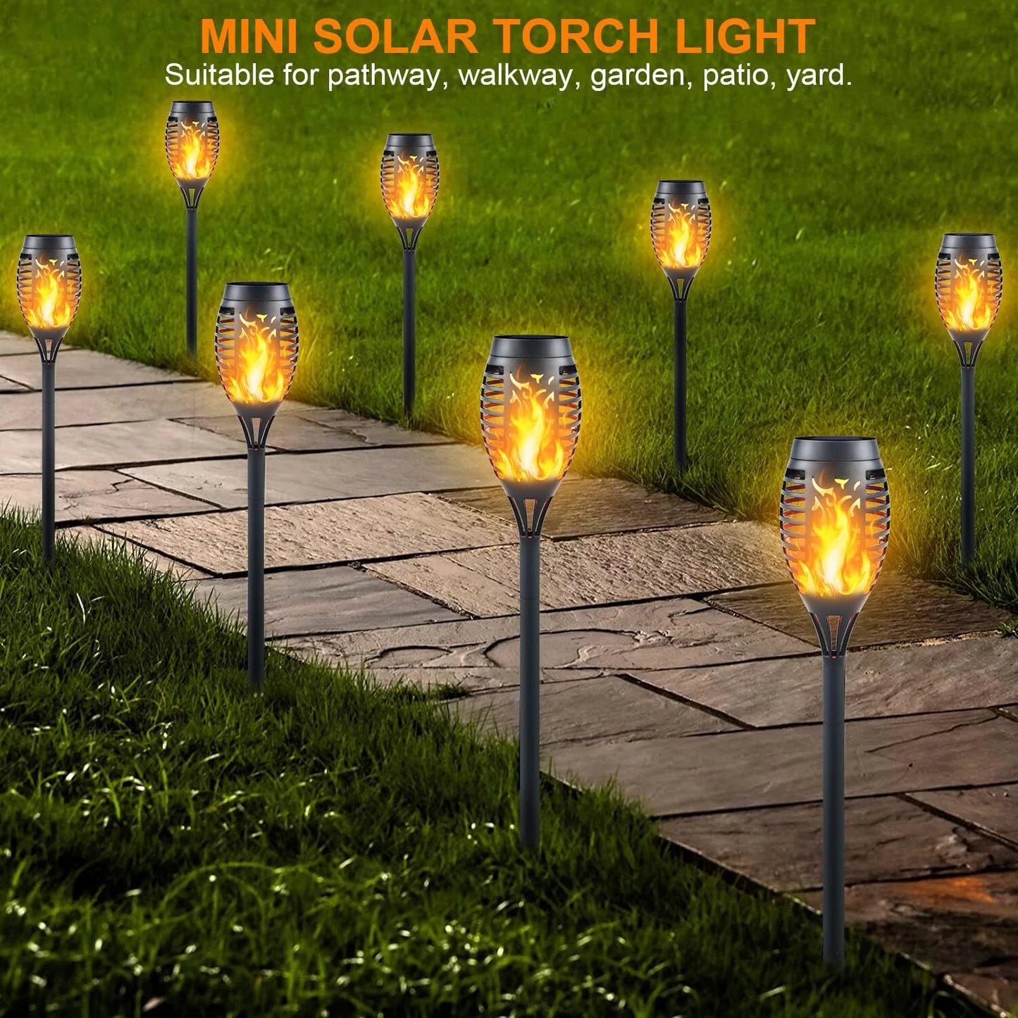 Solar Torch Lights with Flickering Flame Outdoor 12LED Tiki Torch Solar Lights