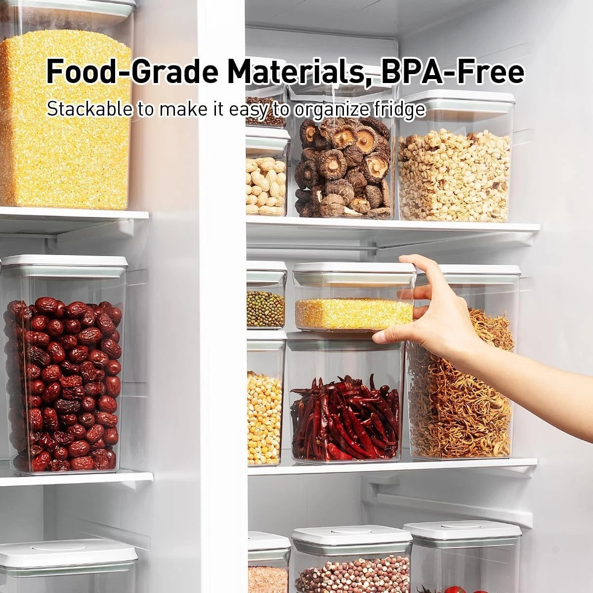 Stackable 1.3Qt Food Storage Container Set - Pop-Up, BPA-Free, Leak-Proof