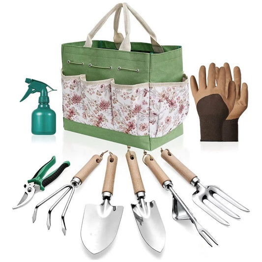 Utility Garden Tool Set, 9Pcs Heavy Duty Gardening Hand Tools with Durable US
