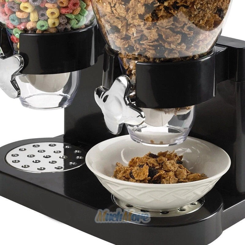 Large Cereal Dispenser Storage Triple Dry Food Snack Container Kitchen Canister