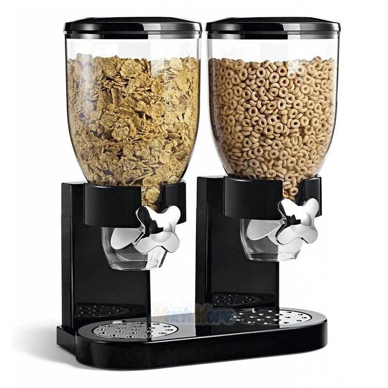 Large Cereal Dispenser Storage Triple Dry Food Snack Container Kitchen Canister