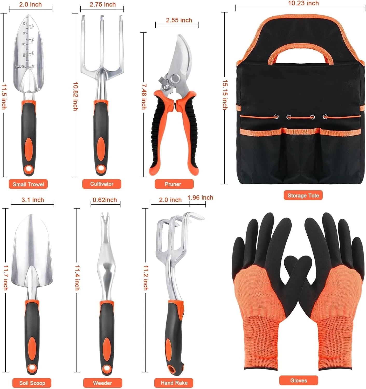 Garden Tools Set, 8 Piece Gardening Tools Set with Non Slip Ergonomic Handle