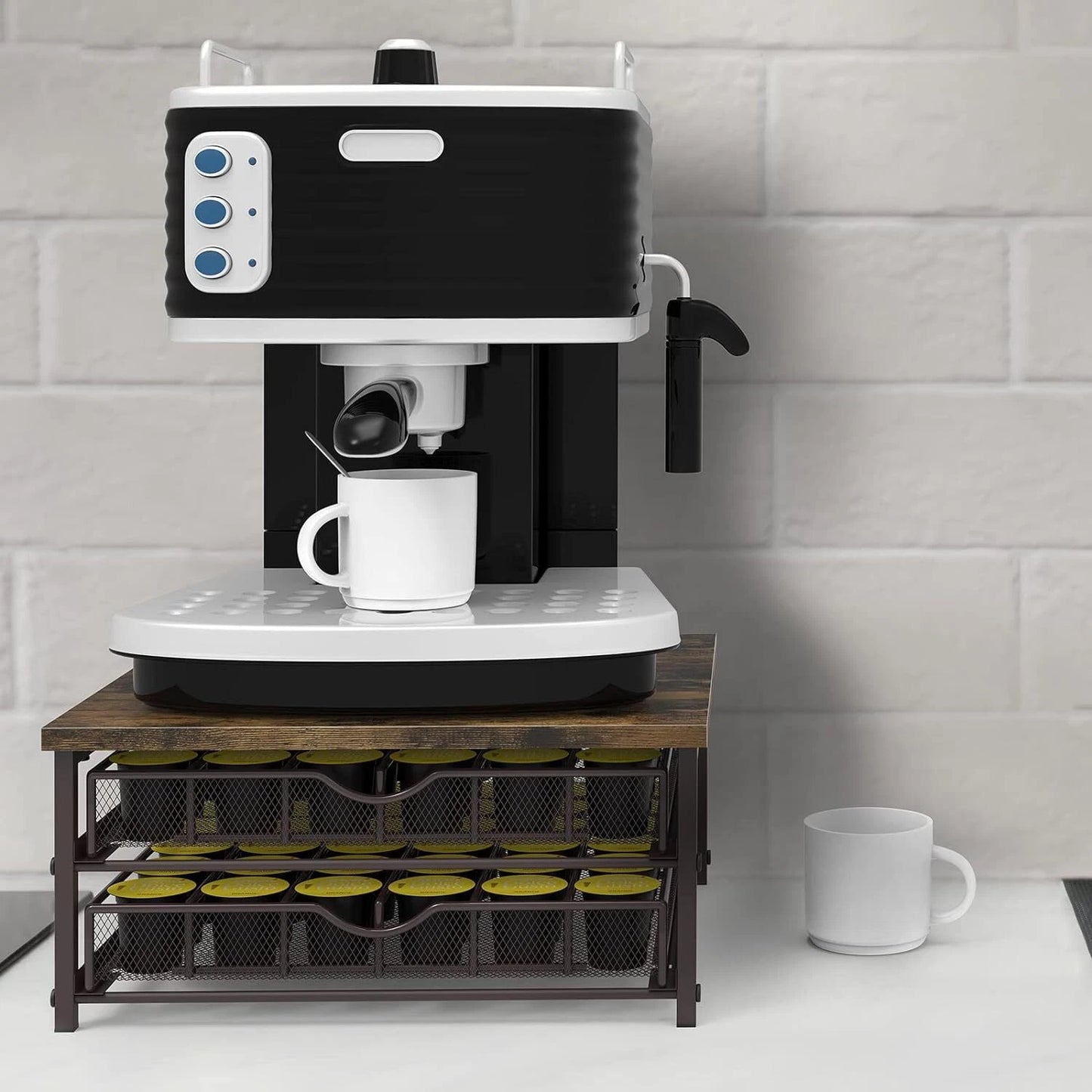 2-Tier Coffee Pod Drawer Holder 72 K-Cup Storage Organizer Coffee Machine Stand