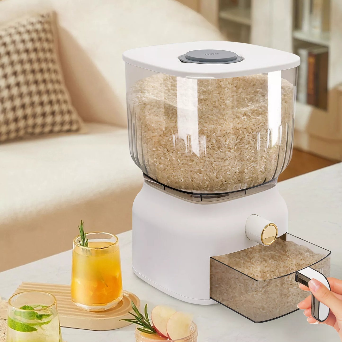 22 Lbs Food Dispenser Kitchen Organizer for Rice, Beans, Grains, Cereal Dry Food