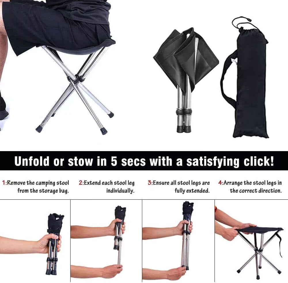 Folding Stool Portable Telescopic Chair Seat Camping Retractable Outdoor Fishing
