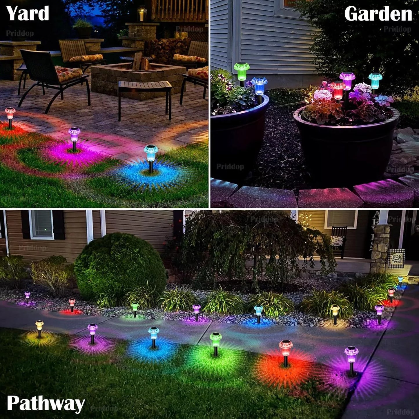 8 Pack Solar Garden Lights Outdoor Waterproof Pathway LED Lights Landscape Yard