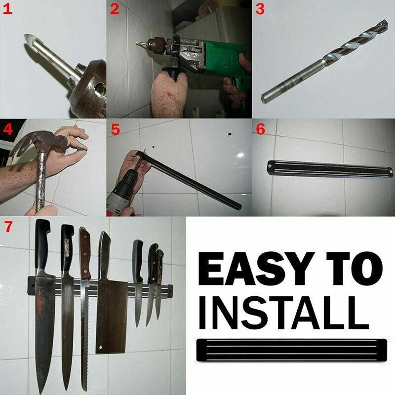 13 Inch Wall Mount Magnetic Knife Scissor Storage Holder Rack Strip Kitchen Tool