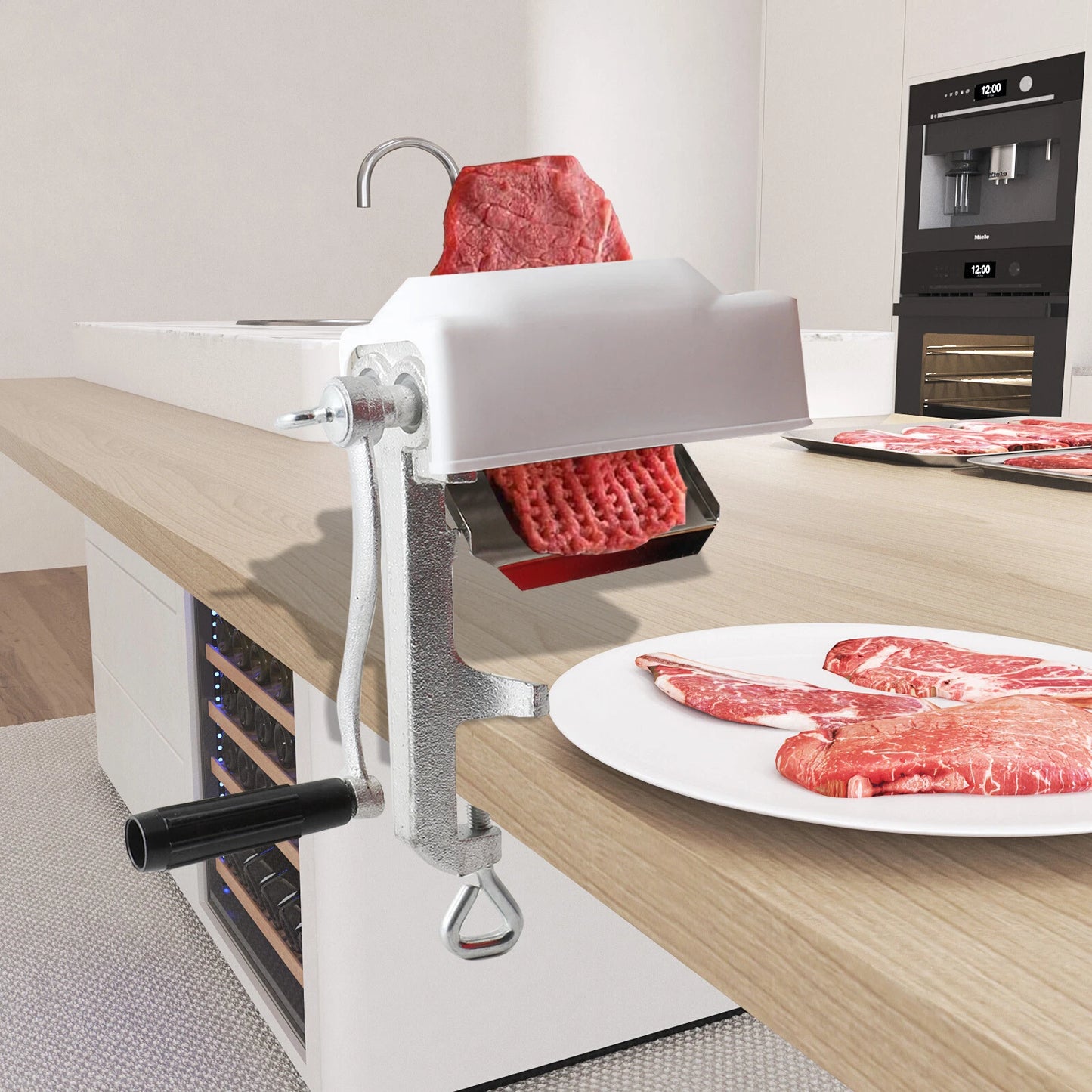 Commercial Meat Tenderizer Cuber Hand Crank Steak Flatten Butcher Kitchen Tool