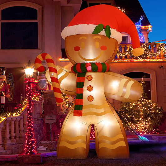 8 FT Christmas Inflatables Decoration Gingerbread Man with Built-In Leds Blow up