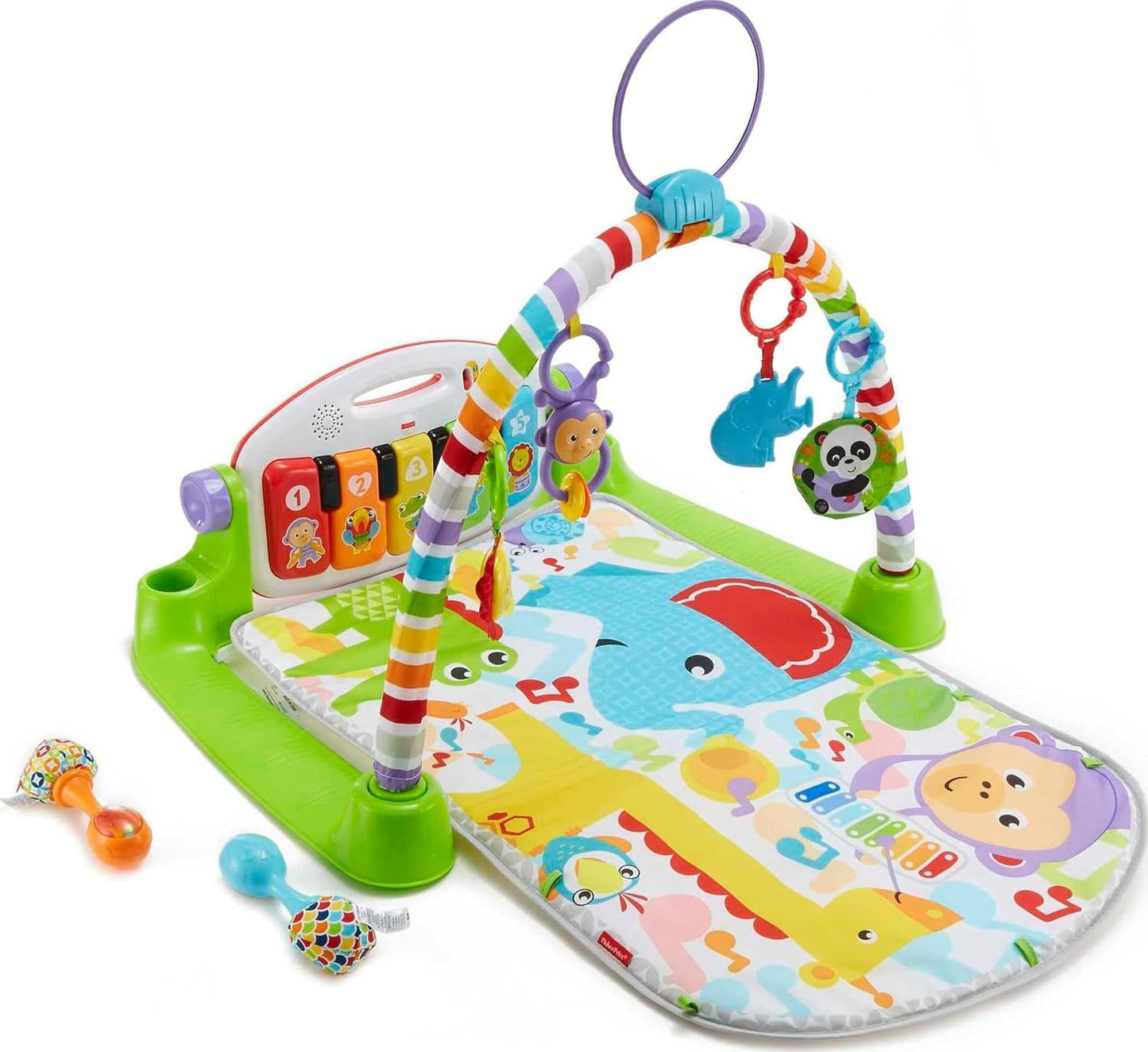 Fisher-Price Baby Playmat Deluxe Kick & Play Piano Gym for Learning & 2 Maracas
