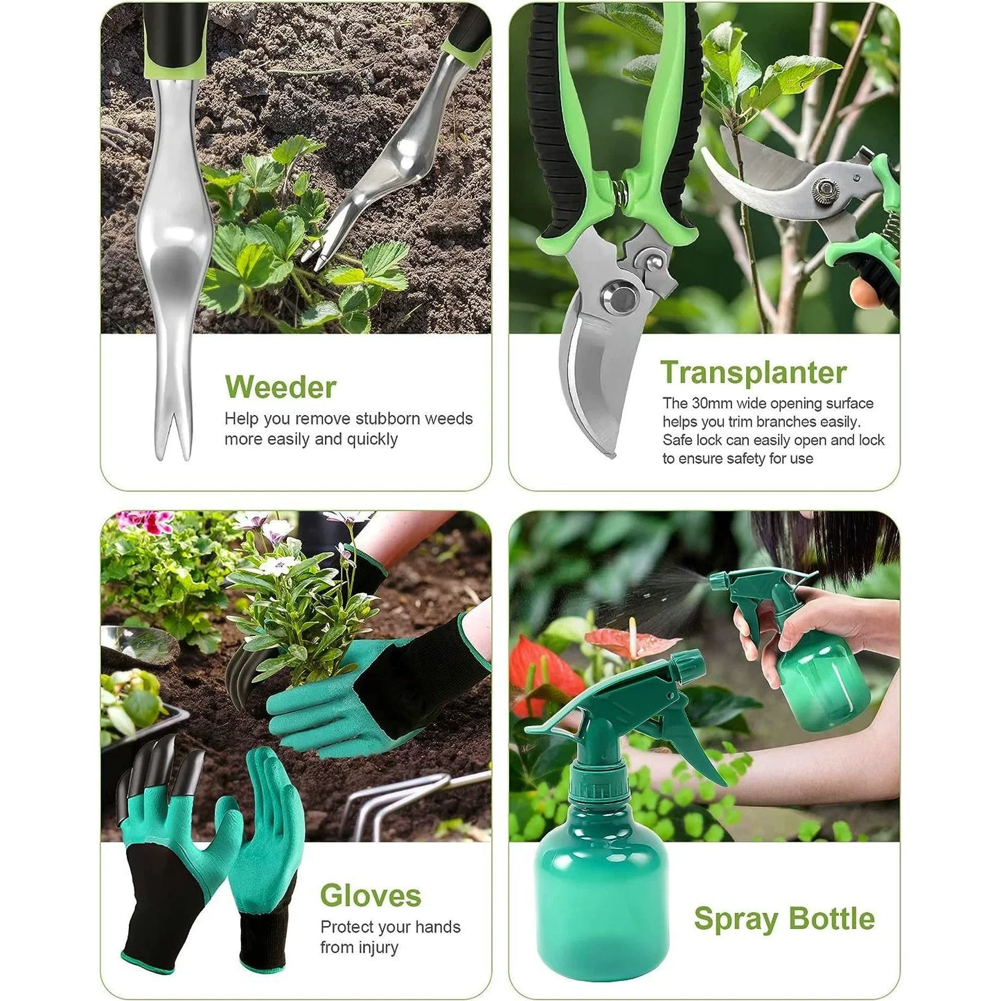 10PCS Garden Tool Set Garden Hand Tool Kit Aluminum Alloy Gardening Tool Set US