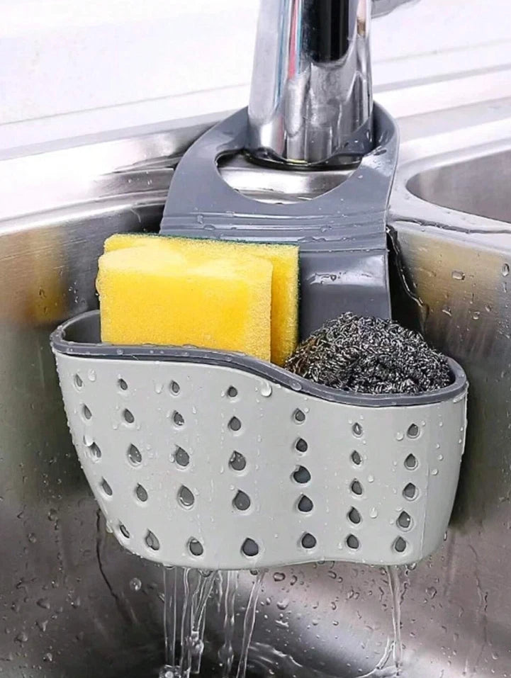 TPR Faucet Rack Two-Tone Sponge Holder for Kitchen Sink ? Modern Design