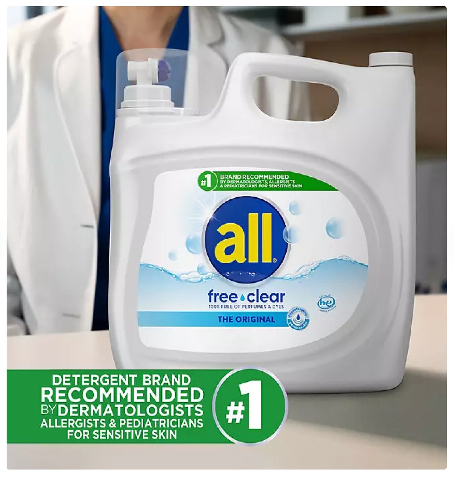 all Liquid Laundry Detergent Free Clear for Sensitive Skin (250 oz.,166 loads)