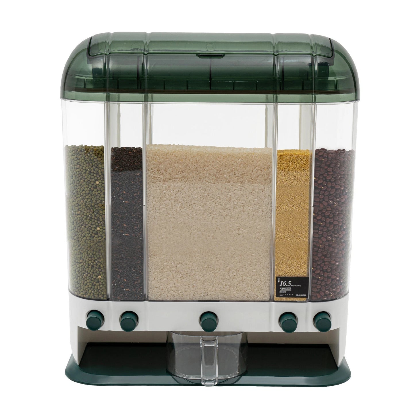 5-Grid Cereal Dispenser Grain Container Rice Storage Dry Food Box Organizer