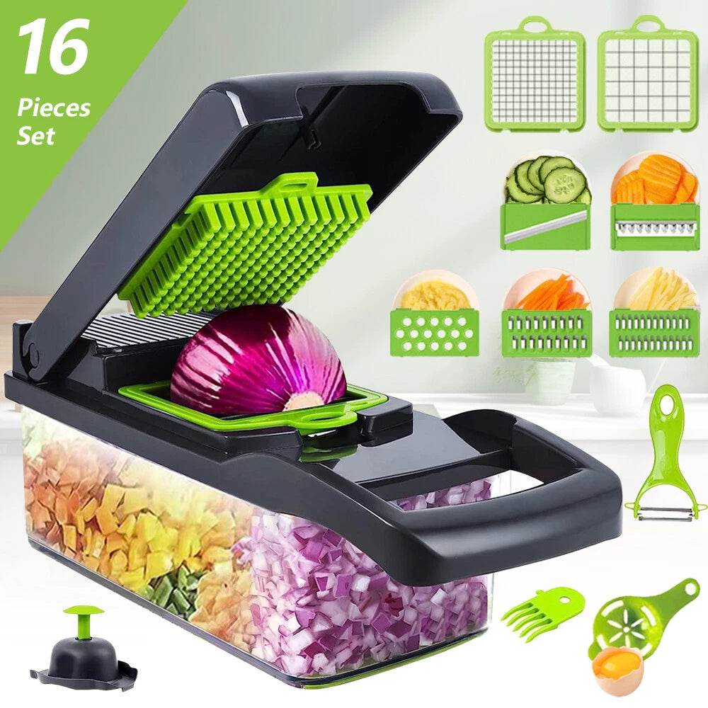 16-In-1 Vegetable Fruit Kitchen Chopper Cutter Food Onion Veggie Dicer Slicer US