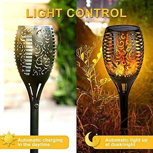 Solar Torch Lights with Flickering Flame Outdoor 12LED Tiki Torch Solar Lights