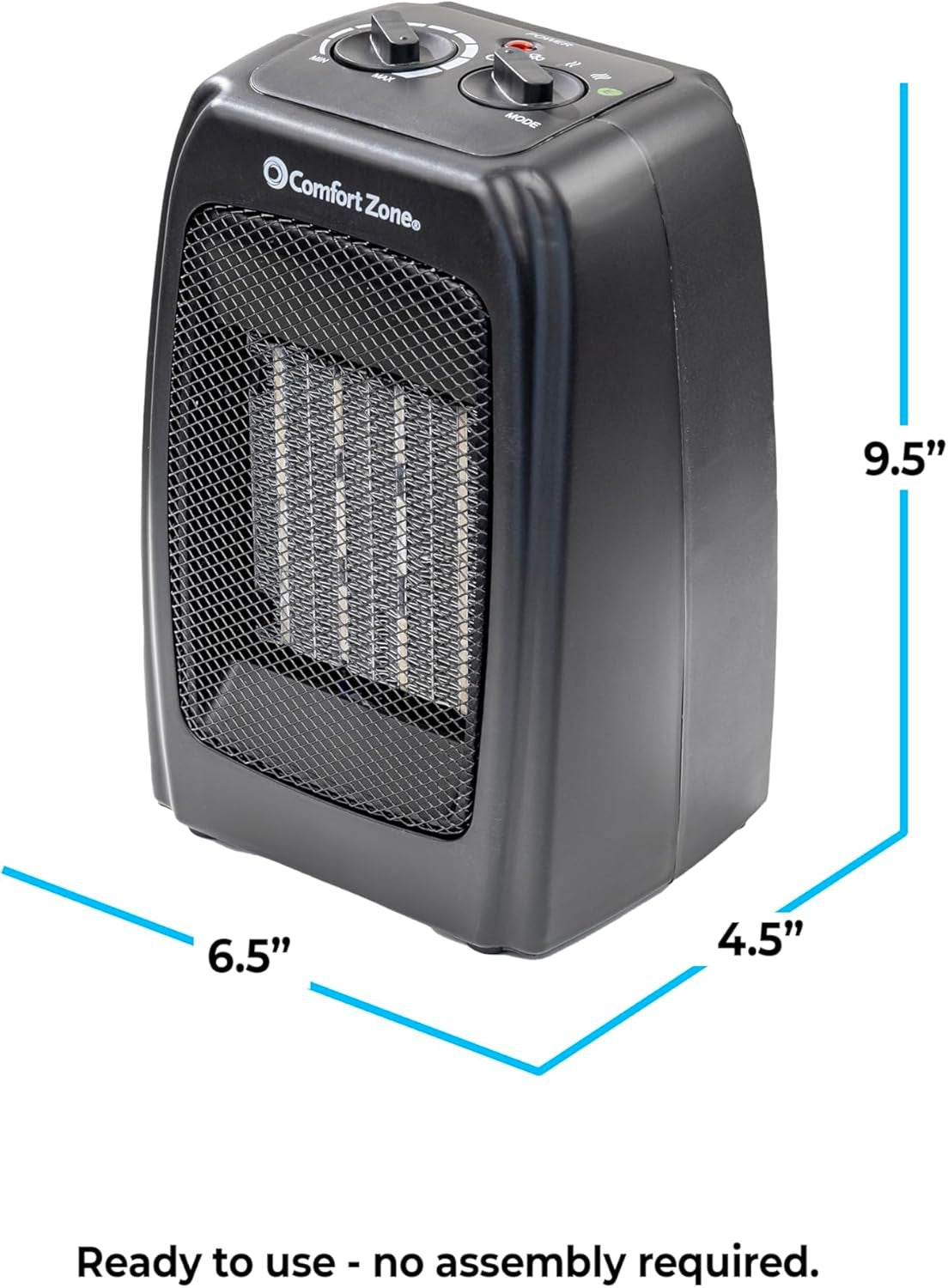 Comfort Zone CZ442E Personal Ceramic Heater, 1500W Portable, Adjustable Thermost