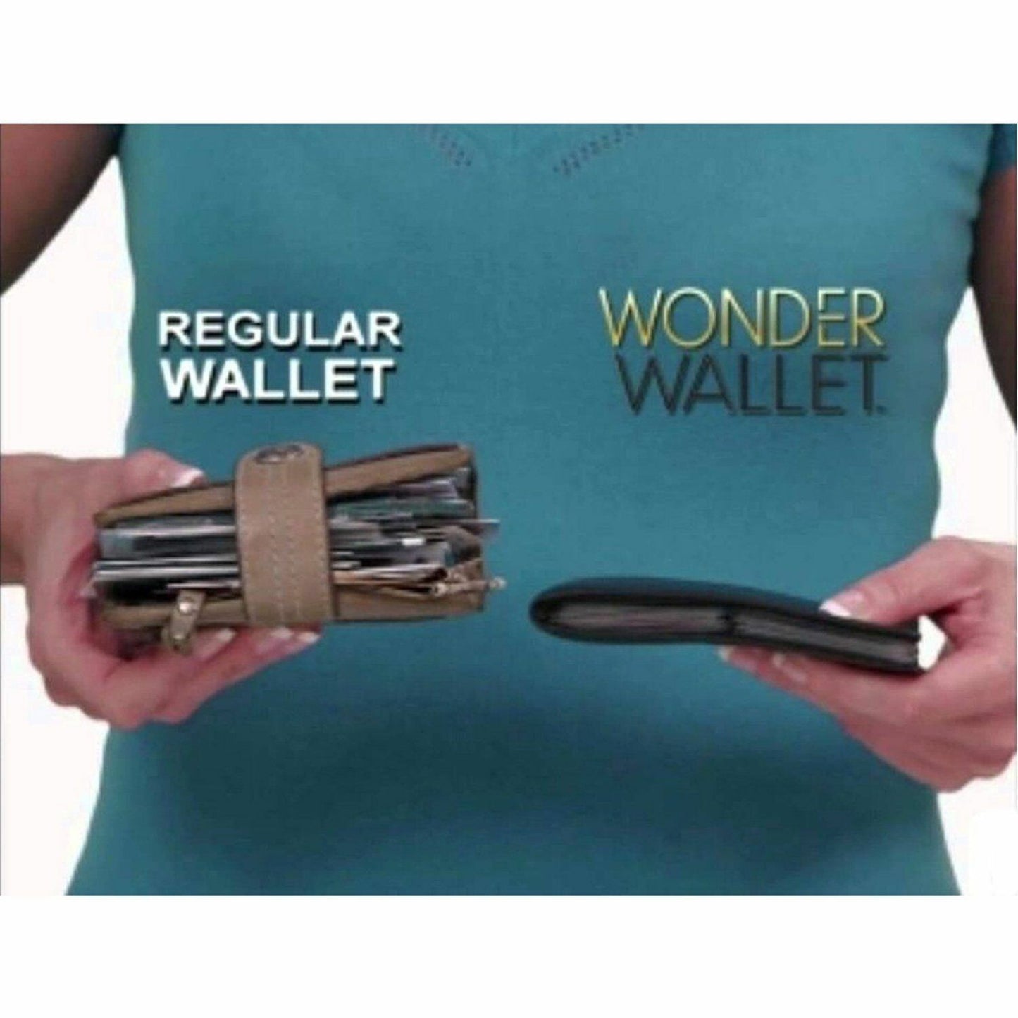 Wonder Wallet Amazing Slim Thin Wonder RFID Wallets As Seen on TV Black Leather