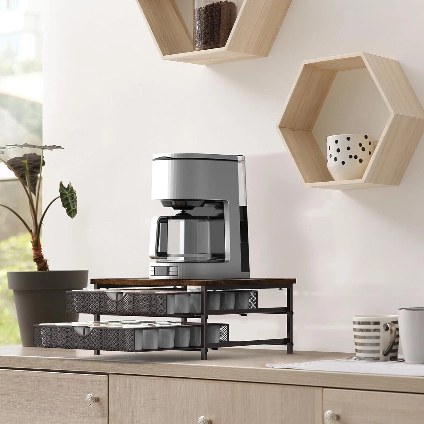 2-Tier Coffee Pod Drawer Holder 72 K-Cup Storage Organizer Coffee Machine Stand