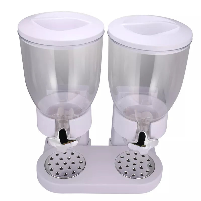 Large Cereal Dispenser Storage Triple Dry Food Snack Container Kitchen Canister