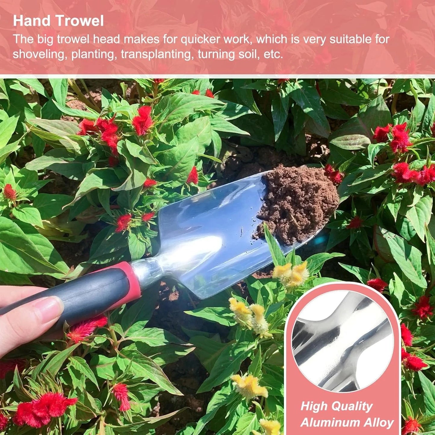 Garden Tool Set, 3PCS Heavy Duty Aluminum Gardening Tools with Soft Non-Slip Erg