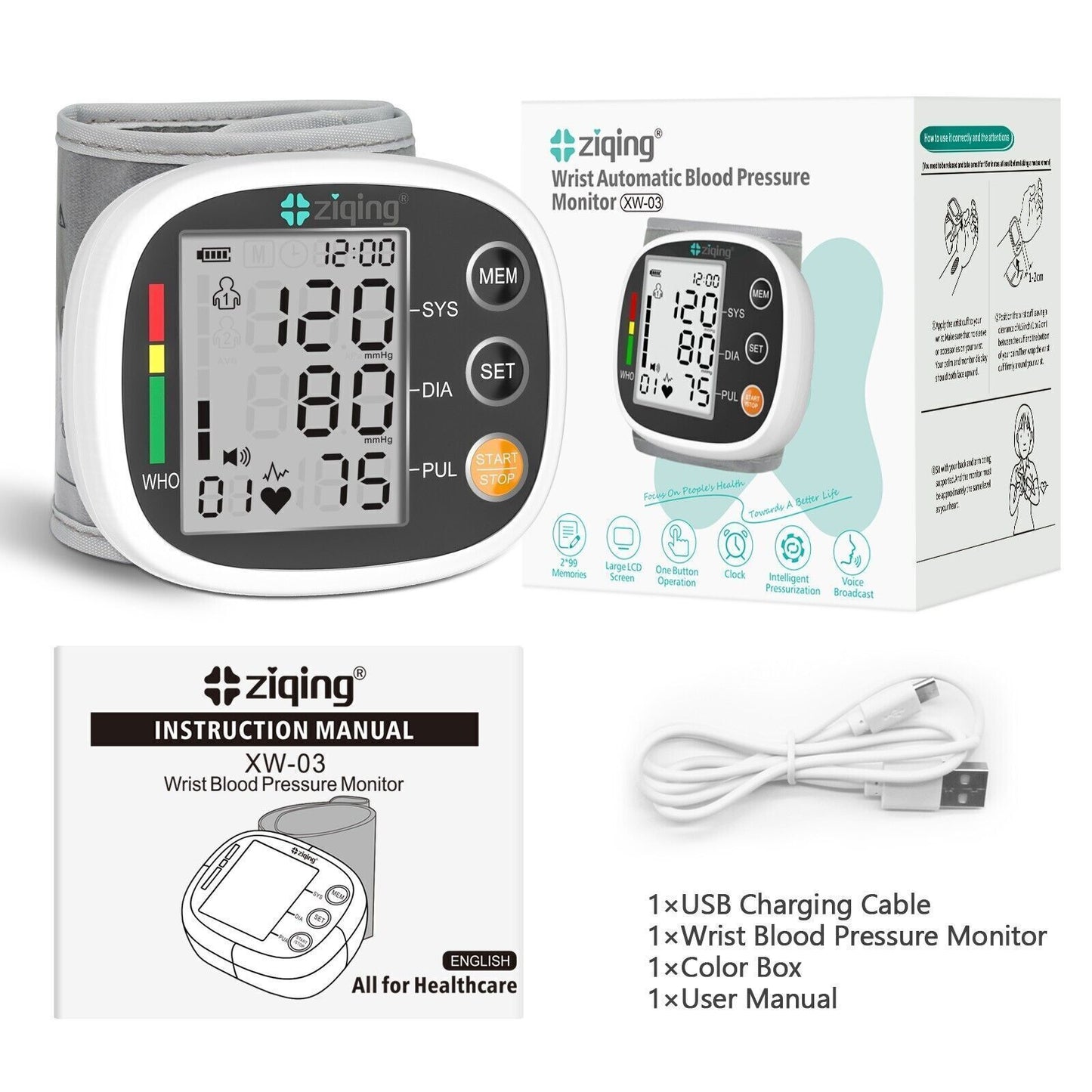 Digital Wrist Blood Pressure Monitor BP Cuff Accuracy Heart Rate Machine Tester