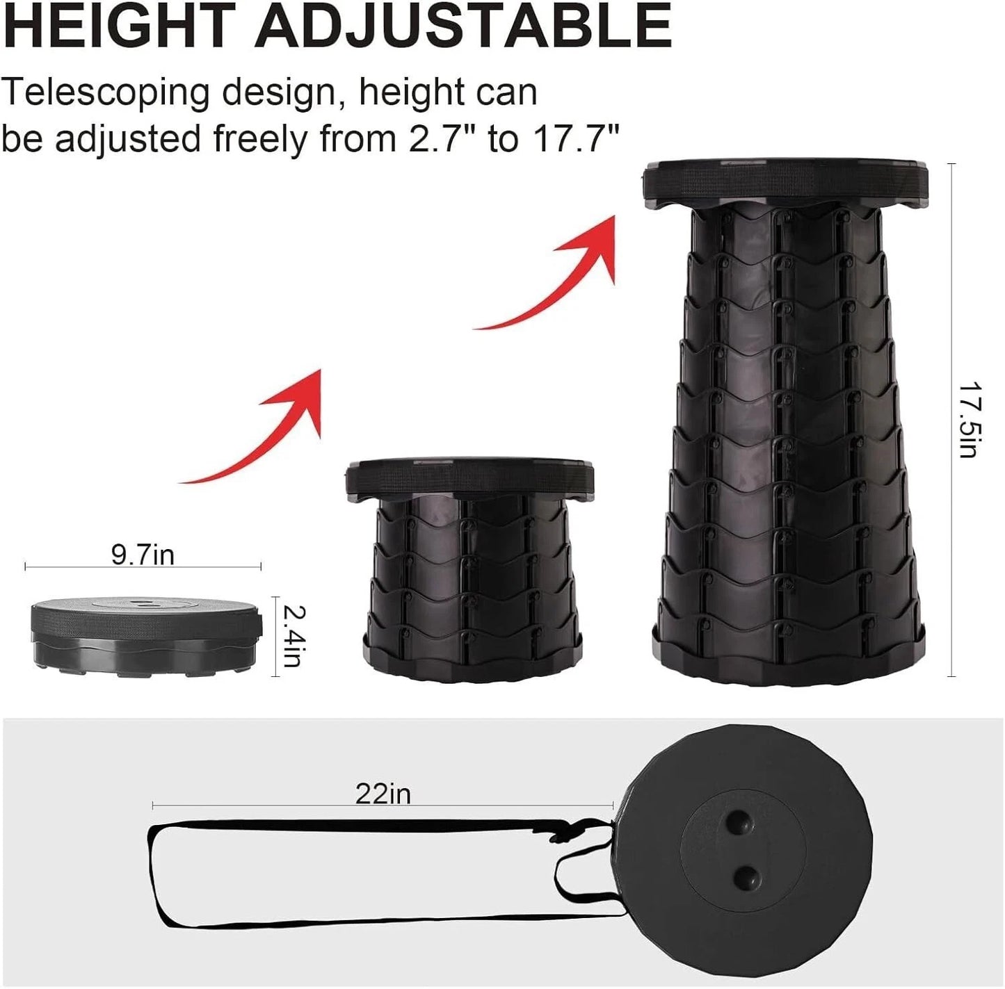 Folding Stool Portable Telescopic Chair Seat Camping Retractable Outdoor Fishing