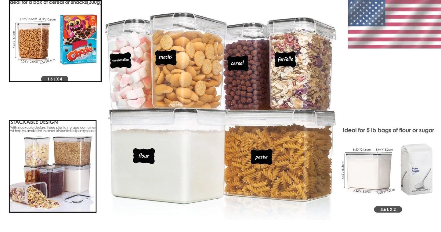Dishwasher Safe Airtight Food Containers - 6-Piece Set for Organized Kitchens