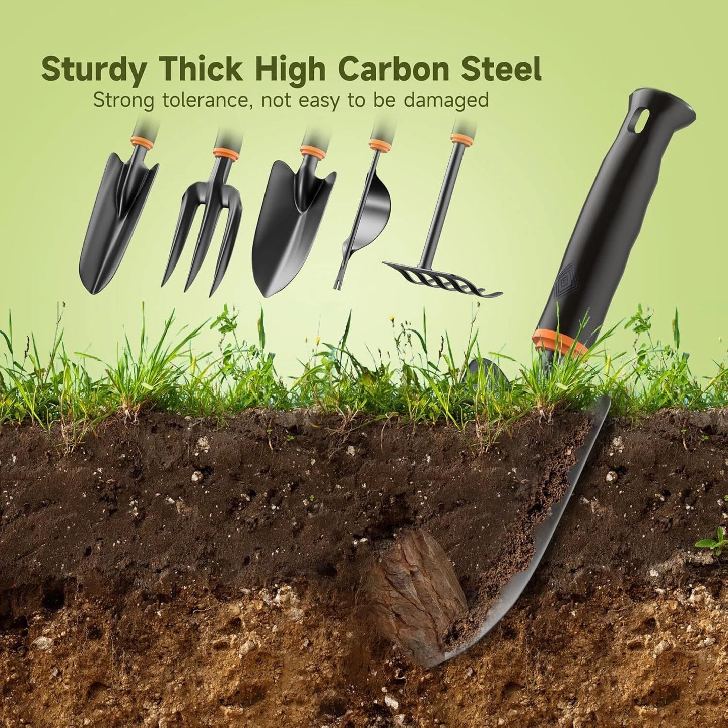 Garden Tool Set 10Pcs, Heavy Duty Gardening Tool Set, with Non-Slip Rubber Grip,
