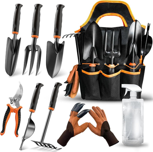 Garden Tool Set 10Pcs, Heavy Duty Gardening Tool Set, with Non-Slip Rubber Grip,
