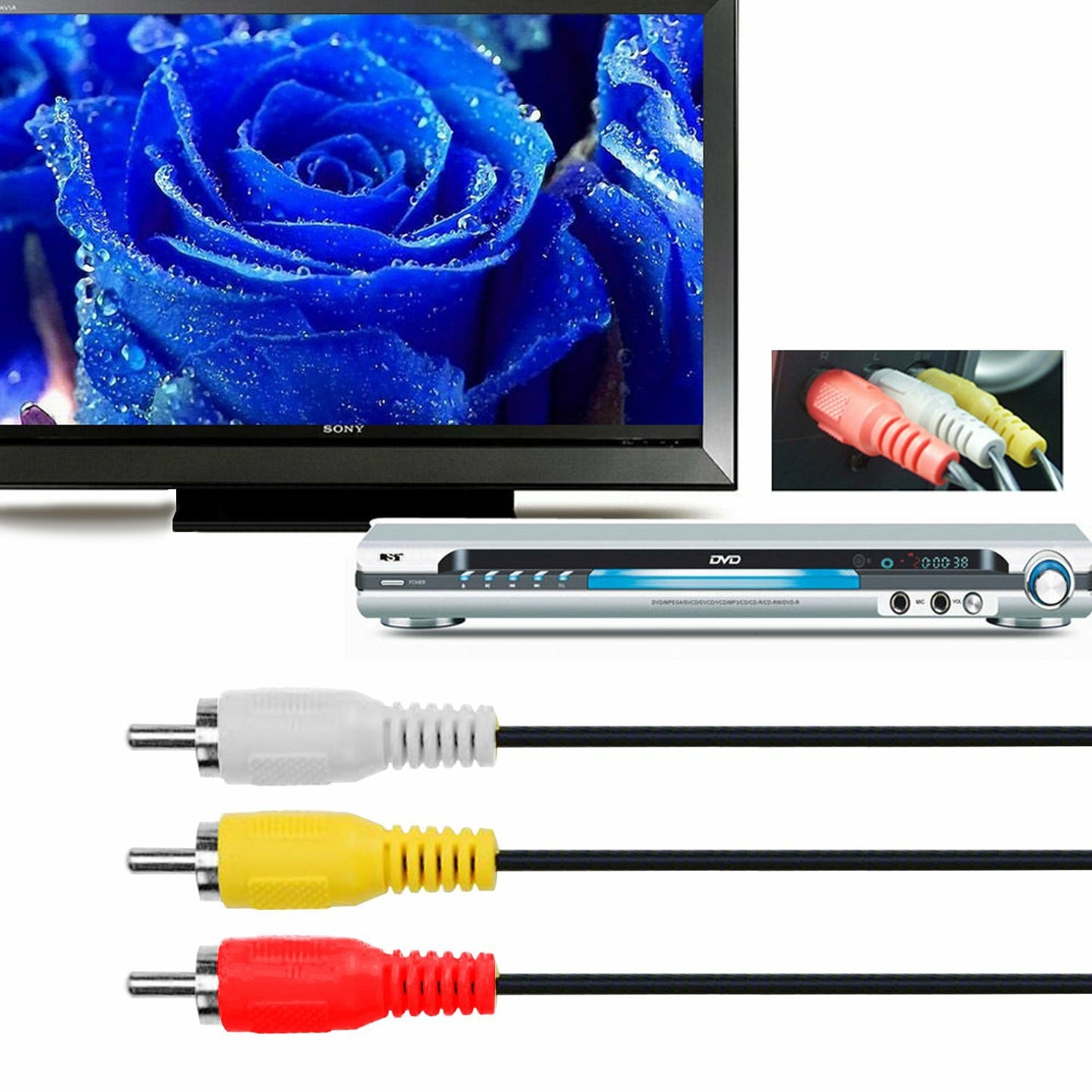 1080P HDMI Male To 3 RCA Video Audio AV Component Converter Adapter Cable HDTV