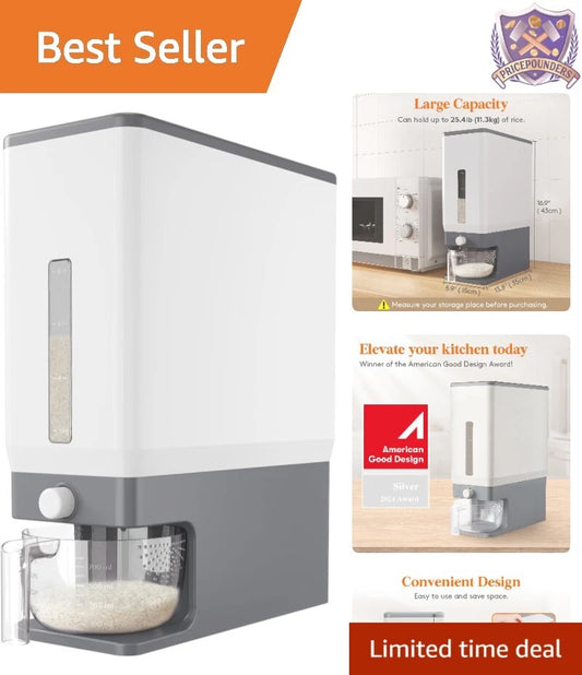 Rice Dispenser 25L Airtight Storage Container with Measuring Cup for Kitchen