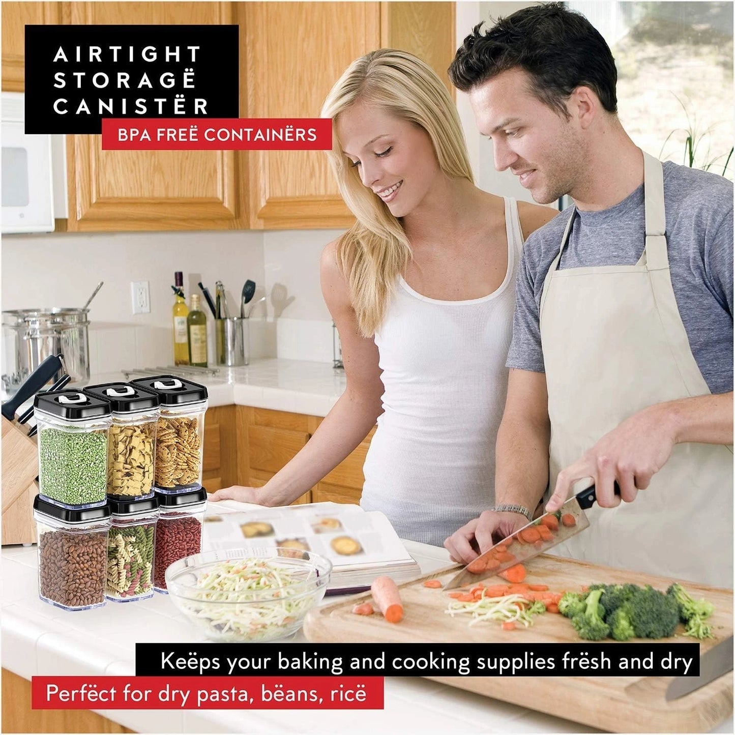 Airtight Food Storage Containers with Lids ? 6 Piece Set Air Tight Kitchen St...