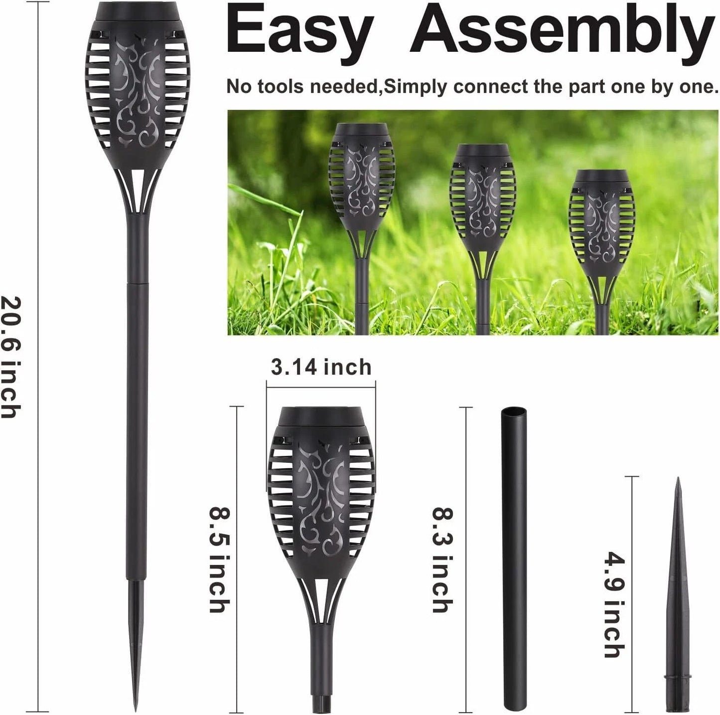 Solar Torch Lights with Flickering Flame Outdoor 12LED Tiki Torch Solar Lights
