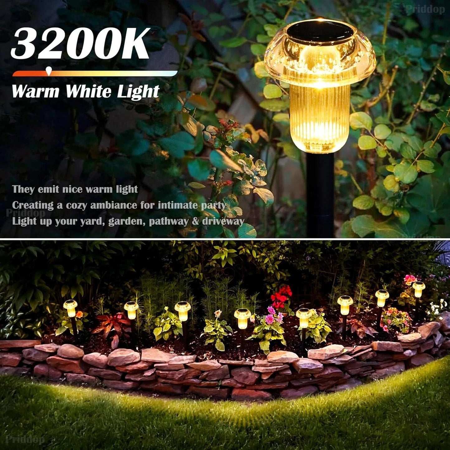 8 Pack Solar Garden Lights Outdoor Waterproof Pathway LED Lights Landscape Yard