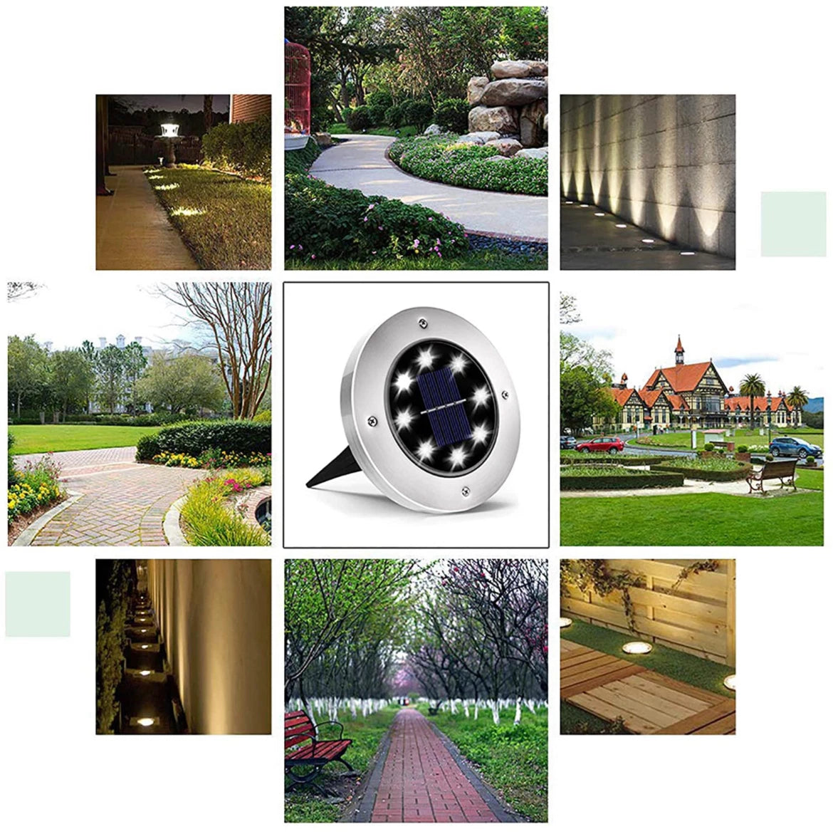 12PACK Solar In Ground Lights Outdoor Buried Lamp Disk LED Lawn Pathway Garden