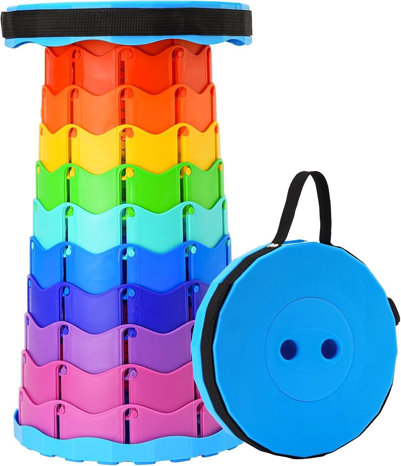 Folding Collapsible Camping Stool, Lightweight Sturdy for Outdoor Use (Rainbow)