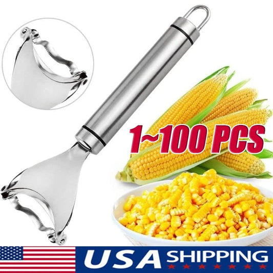 Stainless Steel Corn Cob Peeler Stripper Remover Kitchen Cutter Thresher Tool US