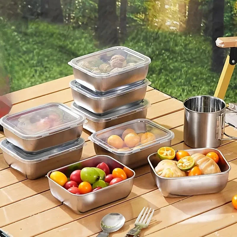 6pcs Stainless Steel Food Storage Containers with Lids – Lunch & Prep Set
