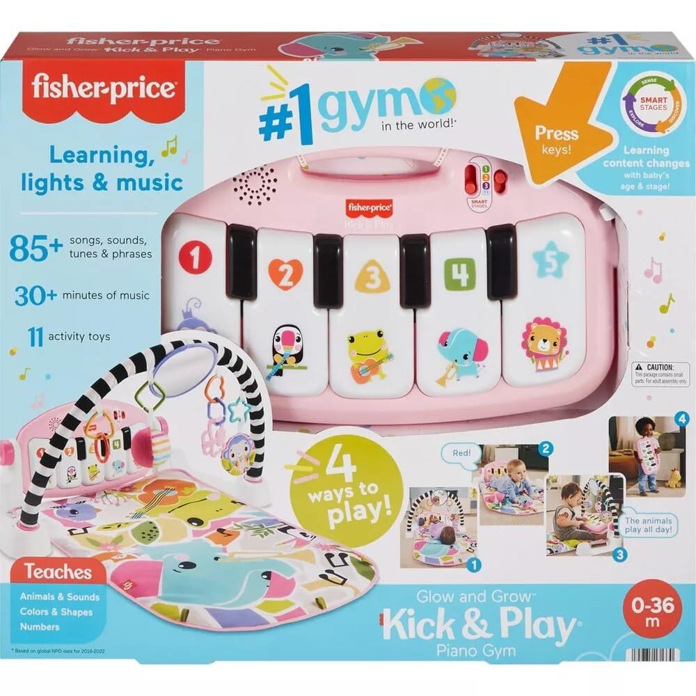 Fisher Price Glow and Grow Kick and Play Piano Gym Light Up Toys Musical Fun