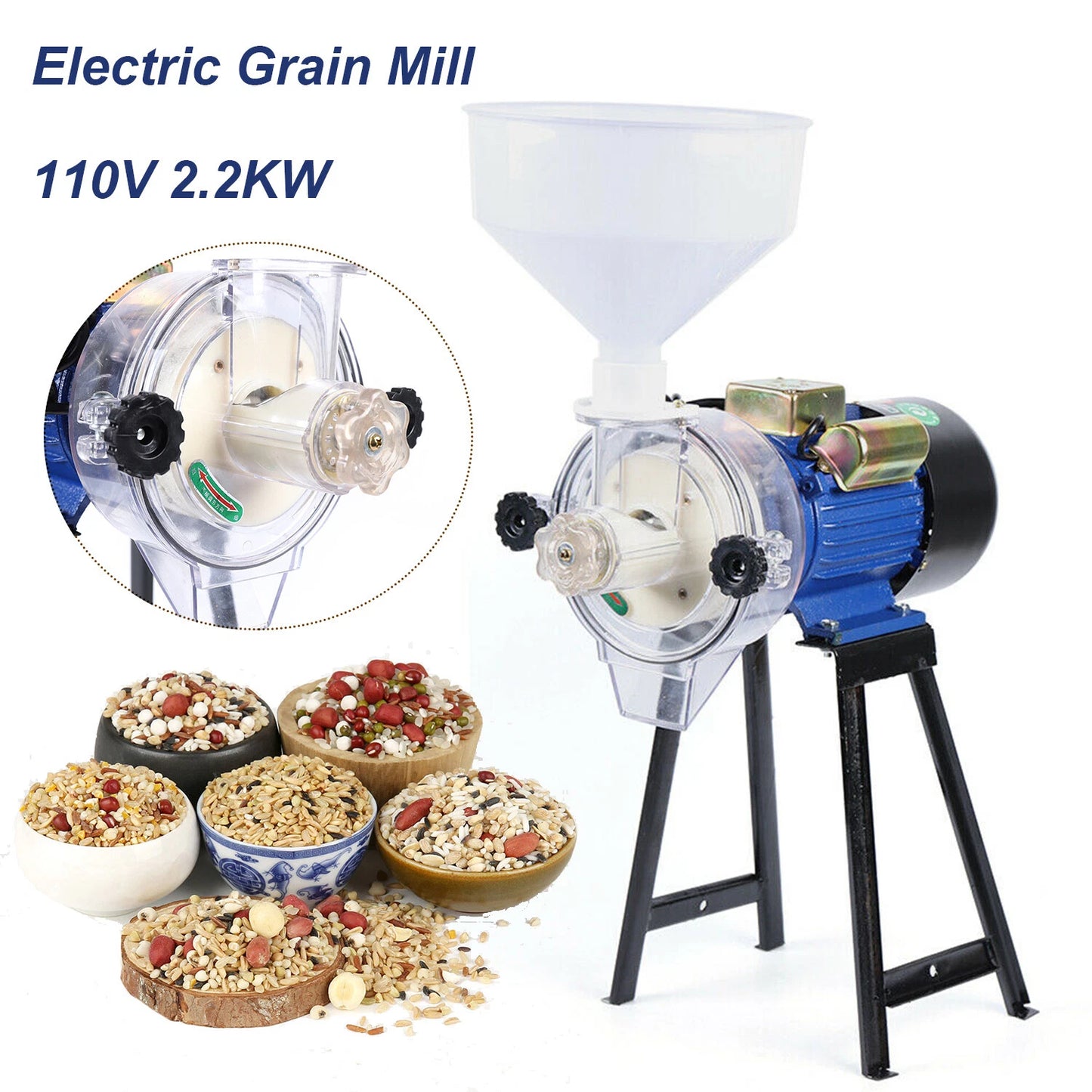 Electric Grinder Mill Grain Corn 3000W Wheat Feed/Flour Wet Cereal Machine NEW