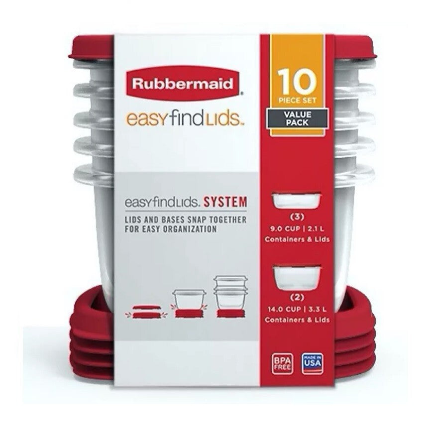 Rubbermaid Easy Find Lids Food Storage Containers, 10-Piece Set