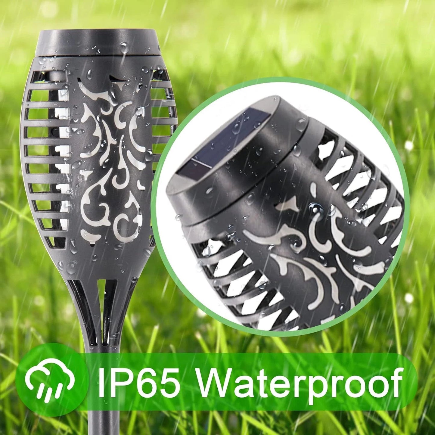 Solar Torch Lights with Flickering Flame Outdoor 12LED Tiki Torch Solar Lights