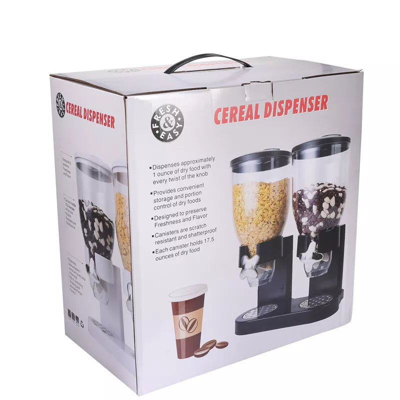 Large Cereal Dispenser Storage Triple Dry Food Snack Container Kitchen Canister