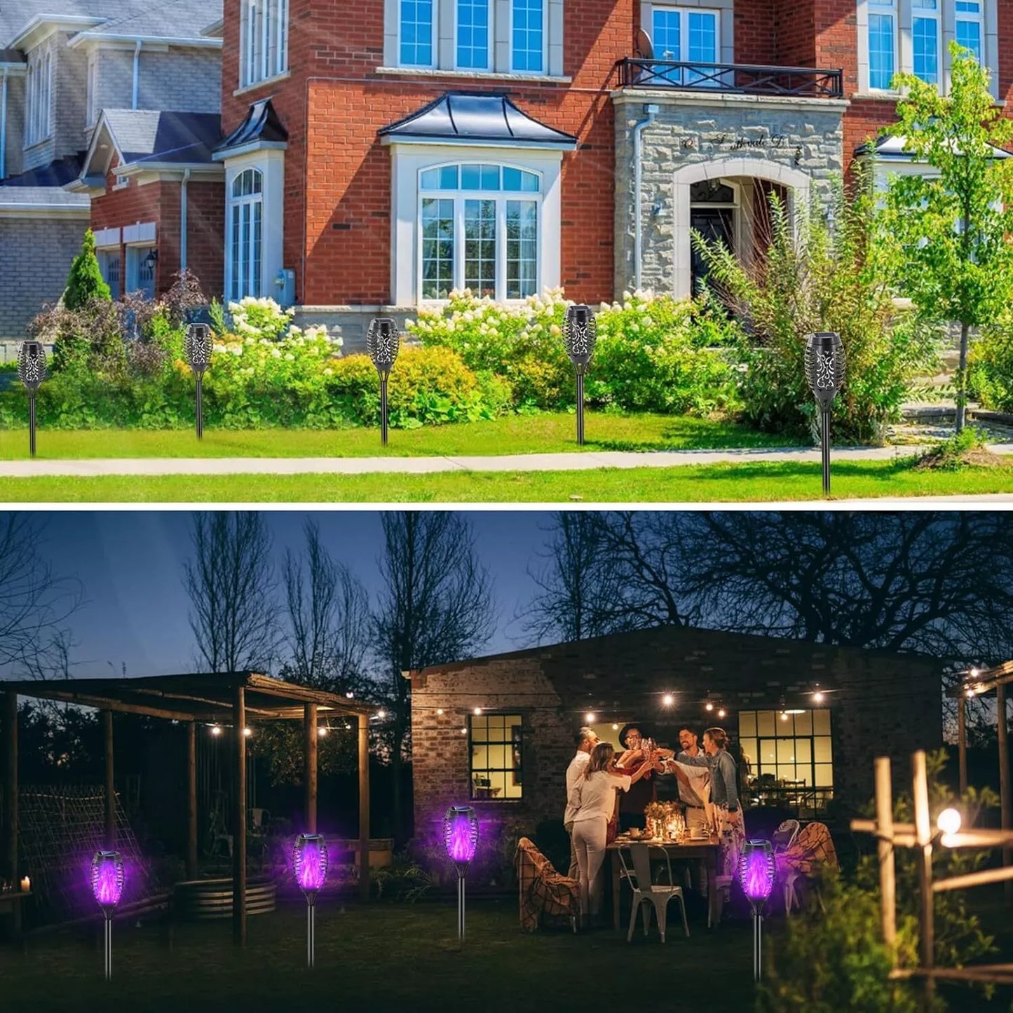Solar Torch Lights with Flickering Flame Outdoor 12LED Tiki Torch Solar Lights