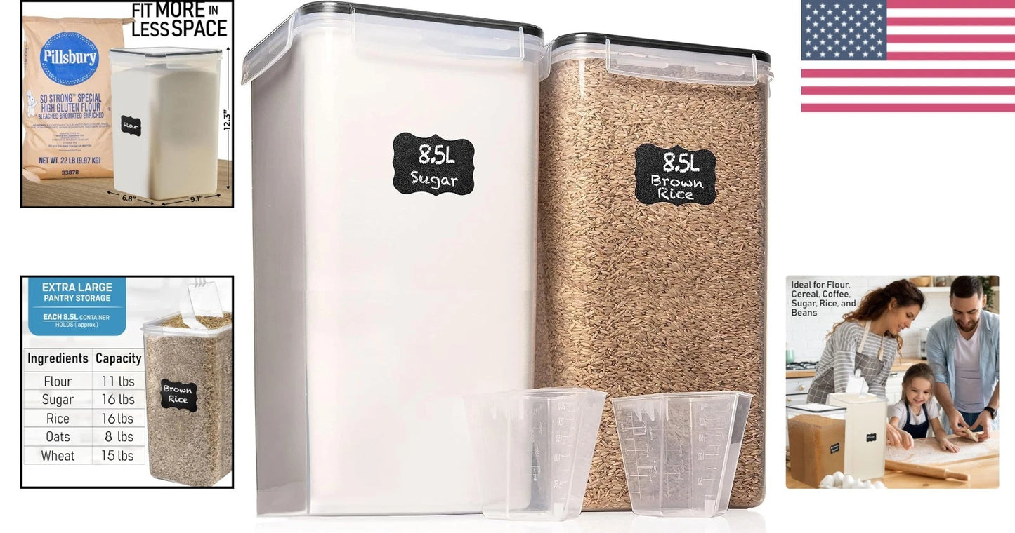 8.5L Airtight Food Storage Containers with Lids - 2 PC Set for Organized Kitchen