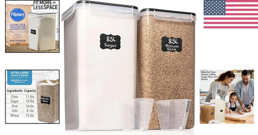 8.5L Airtight Food Storage Containers with Lids - 2 PC Set for Organized Kitchen